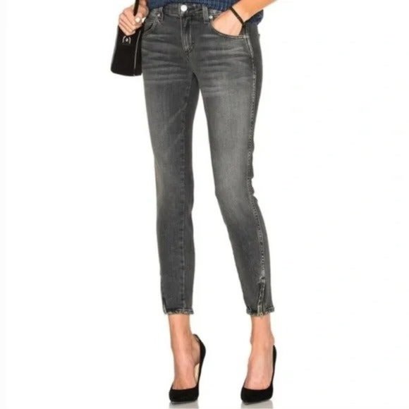 AMO Denim Twist Zip Skinny Jeans in Smoke 25 - Picture 8 of 12